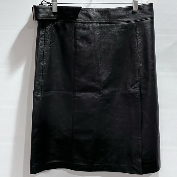 Bebe Butter Soft Black Genuine Leather Straight Skirt size 8-10, 30" waist Y2K - Picture 1 of 15